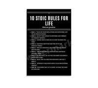 AUOQKQUT For the Thoughtful Mind - Stoic Philosophy Guide Poster, Set of Life Principles, Intellectual Gift for Graduates, Professionals, Premium Canvas Print Framed,08x12inch(20x30cm)