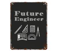 AUOQKQUT Future Engineer Designer Construction Vintage Metal Sign Inspirational Wall Decor for Man Cave Home Outdoor Patio Garage 8 X 12 in