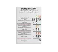 AUOQKQUT Long Division Poster Set, Step-by-Step Math Charts for Kids, Learning Resources & Classroom Decor for 3rd 4th 5th Grade Teachers Unframed,16x24inch(40x60cm)