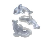 AUOQKQUT Selenite Dolphin Crystal Bowl - 3.93×1.96in / 10×5cm Hand-Carved Stone Dish for Jewelry Cleansing & Home Décor