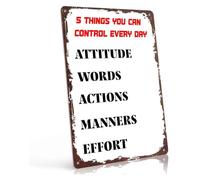 AUOQKQUT Vintage Five Things Metal Sign Mindset Art 8x12 Inch
