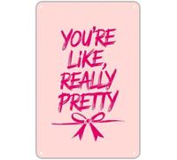 AUOQKQUT You Are Like Really Pretty Distressed Metal Plaque Vintage Boho for Vanity Closet Mirror Decor 8 X 12 in