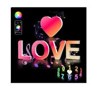 AUOQZ Lettere d'amore illuminate, controllo app RGB, luci a LED a forma di lettera per sala da gioco, cambia colore, regali per feste, USB, numero al neon, lampada da parete per buon compleanno
