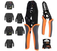 AUORUSI Set di Pinze a Crimpare 6-in-1 con Spellafili, con ganasce a rilascio rapido e Custodia Portatile, Pinza crimpatrice per terminali a filo adatto a Cavi da 0,5 a 6 mm²