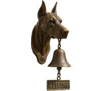 Auosxny Campanello di Benvenuto Doberman, Campanello di Benvenuto Pastore Tedesco, Campanello di Benvenuto retrò con Animali Divertenti, per Campanello Decorativo da Appendere al Muro per Giardino(J)