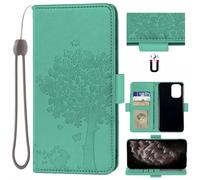 Auotu Custodia Case PU Pelle Flip Magnetica Custodiar Portafoglio Cover Per Doro 8100 / Doro 8100 Plus/Doro 8110 / Doro 8110 Plus Smartphone (Verde with albero pattern)