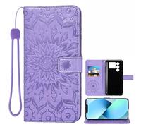 Auotu Custodia with protezione della lente Case PU Pelle Flip Magnetica Custodiar Portafoglio Cover Per DOOGEE Blade 10 Max/Blade 20 Ultra Smartphone (Viola with Fiore Pattern)