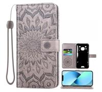 Auotu Custodia with protezione della lente Case PU Pelle Flip Magnetica Custodiar Portafoglio Cover Per Blackview BV6200 / BV6200 Pro/Blackview BV6200 Plus Smartphone (Grigio with Fiore Pattern)