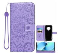 Auotu Custodia with protezione della lente Case PU Pelle Flip Magnetica Custodiar Portafoglio Cover Per Doogee S118 / DOOGEE S Cyber/S Cyber Pro Smartphone (Viola with Fiore Pattern)
