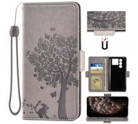 Auotu Custodia with protezione della lente Case PU Pelle Flip Magnetica Custodiar Portafoglio Cover Per DOOGEE Blade 10 Max/Blade 20 Ultra Smartphone (Grigio with albero pattern)
