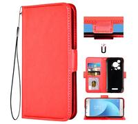 Auotu Custodia with protezione della lente Case PU Pelle Flip Magnetica Custodiar Portafoglio Cover Per Blackview BL7000 5G AI Smartphone (Rosso)