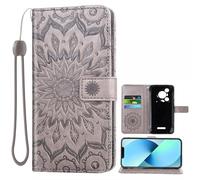 Auotu Custodia with protezione della lente Case PU Pelle Flip Magnetica Custodiar Portafoglio Cover Per Blackview BL7000 5G AI Smartphone (Grigio with Fiore Pattern)