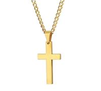 AUOU 1 ciondolo a forma di croce, da donna, colore dorato, regalo per un amico, Pietra