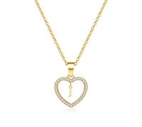 AUOU 1 collana da donna con ciondolo a forma di cuore cubico con lettera d'amore, dalla A alla Z, idea, Pietra