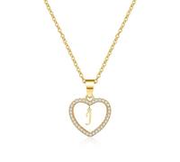AUOU 1 collana da donna con ciondolo a forma di cuore cubico con lettera d'amore, dalla A alla Z, idea, Pietra