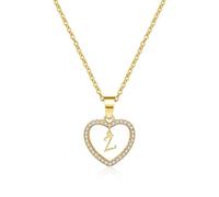 AUOU 1 collana da donna con ciondolo a forma di cuore cubico con lettera d'amore, dalla A alla Z, idea, Pietra
