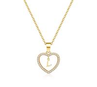 AUOU 1 collana da donna con ciondolo a forma di cuore cubico con lettera d'amore, dalla A alla Z, idea, Pietra