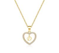 AUOU 1 collana da donna con ciondolo a forma di cuore cubico con lettera d'amore, dalla A alla Z, idea, Pietra