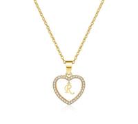 AUOU 1 collana da donna con ciondolo a forma di cuore cubico con lettera d'amore, dalla A alla Z, idea, Pietra