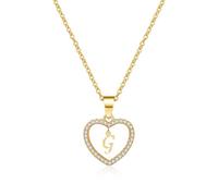 AUOU 1 collana da donna con ciondolo a forma di cuore cubico con lettera d'amore, dalla A alla Z, idea, Pietra