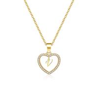 AUOU 1 collana da donna con ciondolo a forma di cuore cubico con lettera d'amore, dalla A alla Z, idea, Pietra