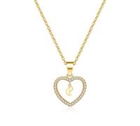 AUOU 1 collana da donna con ciondolo a forma di cuore cubico con lettera d'amore, dalla A alla Z, idea, Pietra