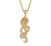 AUOU 1 Pc Europeo E Americano Cobra Ciondolo Rame Zircone Street Uomo Hiphop Collana, Pietra