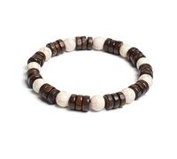 AUOU 1pc 8mm Cilindro Perline Di Legno E Pietra Rotonda Naturale Bracciali Uomini, Pietra