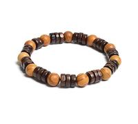 AUOU 1pc 8mm Cilindro Perline Di Legno E Pietra Rotonda Naturale Bracciali Uomini, Pietra