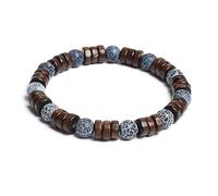 AUOU 1pc 8mm Cilindro Perline Di Legno E Pietra Rotonda Naturale Bracciali Uomini, Pietra