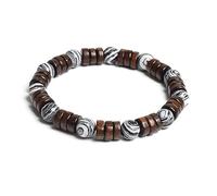 AUOU 1pc 8mm Cilindro Perline Di Legno E Pietra Rotonda Naturale Bracciali Uomini, Pietra
