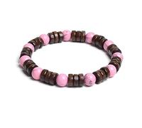 AUOU 1pc 8mm Cilindro Perline Di Legno E Pietra Rotonda Naturale Bracciali Uomini, Pietra