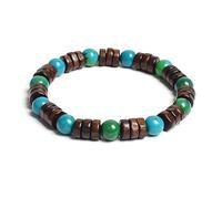 AUOU 1pc 8mm Cilindro Perline Di Legno E Pietra Rotonda Naturale Bracciali Uomini, Pietra