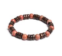 AUOU 1pc 8mm Cilindro Perline Di Legno E Pietra Rotonda Naturale Bracciali Uomini, Pietra