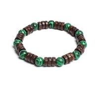 AUOU 1pc 8mm Cilindro Perline Di Legno E Pietra Rotonda Naturale Bracciali Uomini, Pietra