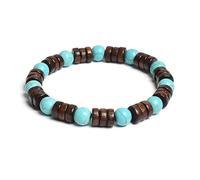 AUOU 1pc 8mm Cilindro Perline Di Legno E Pietra Rotonda Naturale Bracciali Uomini, Pietra