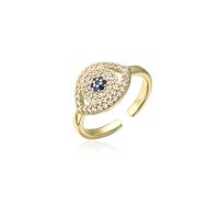 AUOU 1pc anello blu con zircone malocchio anello di rame in oro per le donne regalo di nozze, Pietra