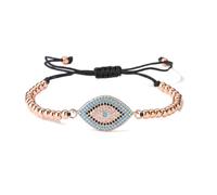 AUOU 1pc braccialetto fatto a mano fatto di perline nere regolabile zircone malocchio braccialetti per le donne, Pietra
