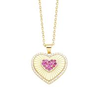 AUOU 1pc Colore Dorato A Forma Di Cuore Collane Evil Eye Per Le Donne Di Rame Cuore Collane Regali Turchi, Pietra