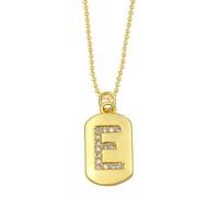 AUOU 1pc Colore Dorato Decorato Con Perline Catena Alfabeto E Lettera Collana Con Iniziali Per Le Donne Zircone Di Rame Con La Prima Lettera Nome Regali Del Partito, Pietra