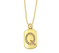 AUOU 1pc Colore Dorato Decorato Con Perline Catena Alfabeto E Lettera Collana Con Iniziali Per Le Donne Zircone Di Rame Con La Prima Lettera Nome Regali Del Partito, Pietra