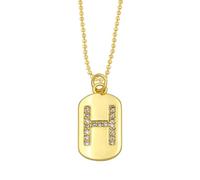 AUOU 1pc Colore Dorato Decorato Con Perline Catena Alfabeto E Lettera Collana Con Iniziali Per Le Donne Zircone Di Rame Con La Prima Lettera Nome Regali Del Partito, Pietra