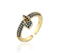 AUOU 1pc Colorful Cubic Zircone Nozze Colore Oro Cuore Anelli Per Le Donne, Pietra
