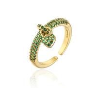 AUOU 1pc Colorful Cubic Zircone Nozze Colore Oro Cuore Anelli Per Le Donne, Pietra