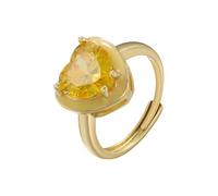 AUOU 1pc smalto rettangolo zircone anello donna zircone giallo apertura coppia uomo anelli, Pietra