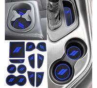 Auovo 11pcs Decor Liner for Challenger Accessories 2015 2016 2017 2018 2019 2020 2021 2022 2023 Interior Anti Dust Mat Center Console Cup Holder Insert Door Pocket Pad for Challenger 2021(Dark Blue)