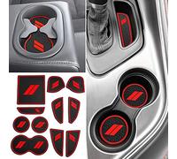 Auovo Anti-dust Mats for Challenger Accessories 2015-2023 Custom Interior Cup Holder Inserts Door Pocket Center Console Liners (Red, 11pcs/kit)