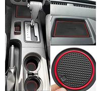 Auovo Tappetini antipolvere per Frontier Crew Cab 2005-2020 Xterra Accessori 2005-2015 su misura per porta tasca porta portabicchieri tappetini console (24 pz/set) (rosso)