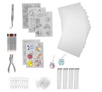 aupawdy 158 Pezzi Plastica Termoretraibile, Fogli Termoretraibili Trasparenti, Accessori Portachiavi, Matite, Pugno a Mano, Set di Pellicole Termoretraibili per Fai-da-Te Artigianato