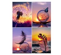 aupawdy 4 Pezzi Diamond Painting Kit Completo Kit per Diamond Painting 5d Kit Fai Da Te 5d Diamond Art per Adulti per la Decorazione Della Parete di Casa 30 x 40 cm